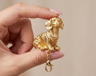 Dachshund Gold Dog Sculpture Bag Charm thumbnail 4