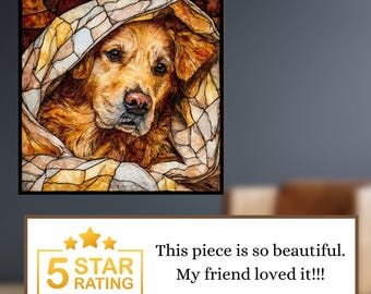 Golden Retriever Under the Blanket Ceramic Tile thumbnail 3
