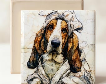 Basset Hound Spa Dog Ceramic Tile thumbnail 3
