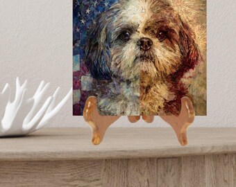 Shih Tzu USA Flag Patriotic Dog Ceramic Tile thumbnail 2