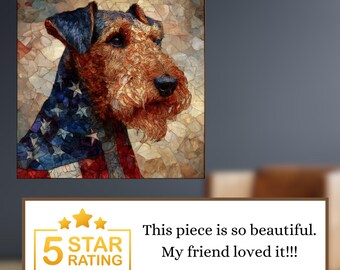Airedale Terrier USA Flag Patriotic Dog Ceramic Tile thumbnail 3