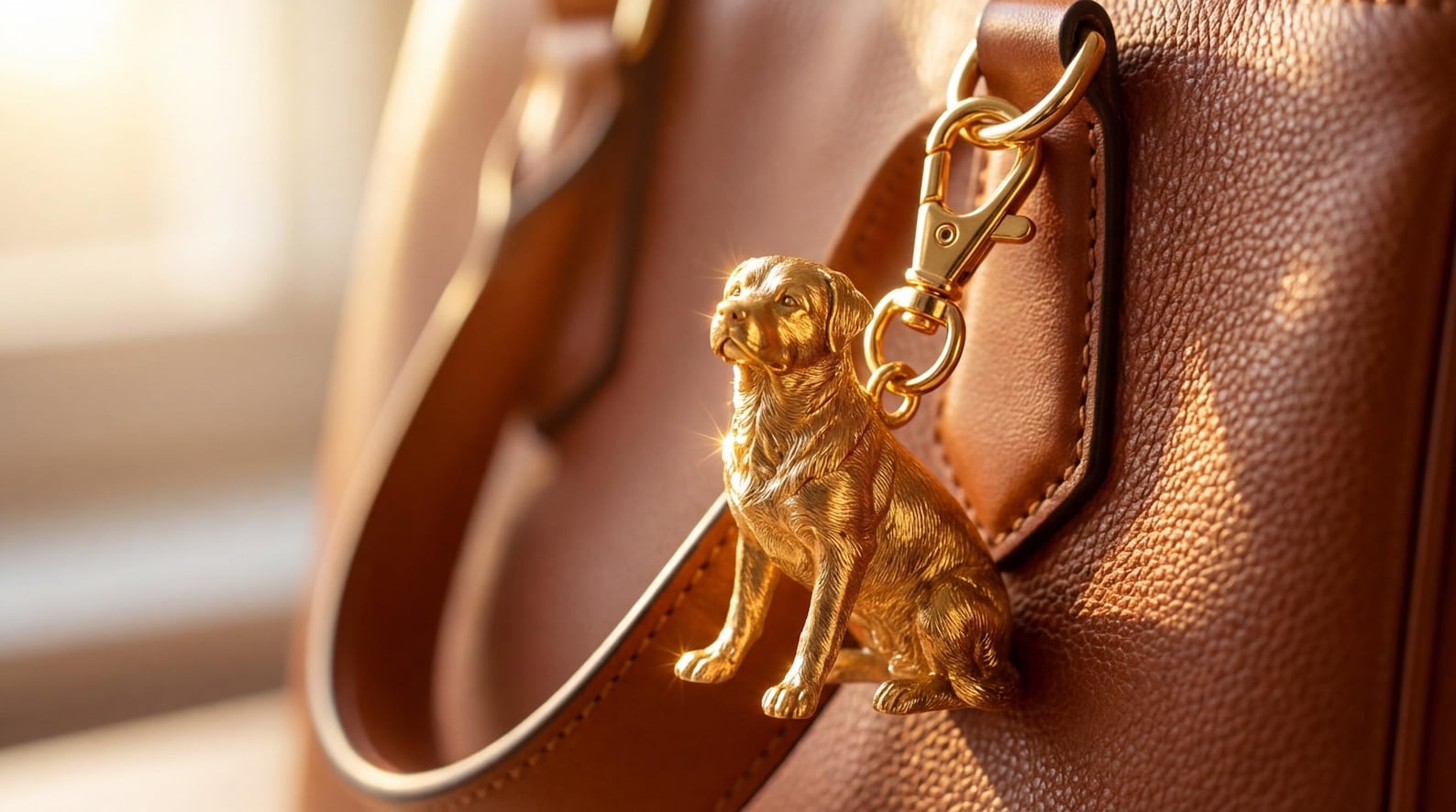 Rottweiler Gold Dog Sculpture Bag Charm