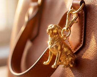 Rottweiler Gold Dog Sculpture Bag Charm thumbnail 1