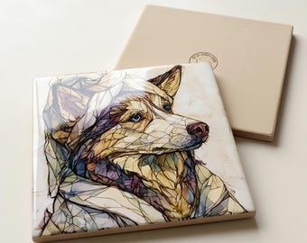 Siberian Husky Spa Dog Ceramic Tile thumbnail 3