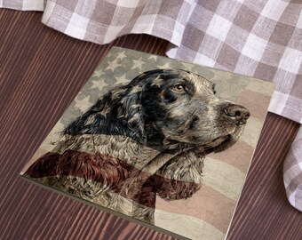 English Cocker Spaniel USA Flag Patriotic Dog Ceramic Tile thumbnail 3