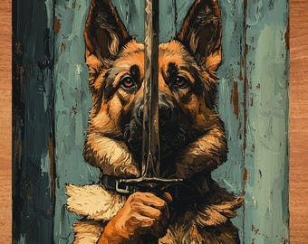 German Shepherd Medieval Knight Dog Ceramic Tile thumbnail 1