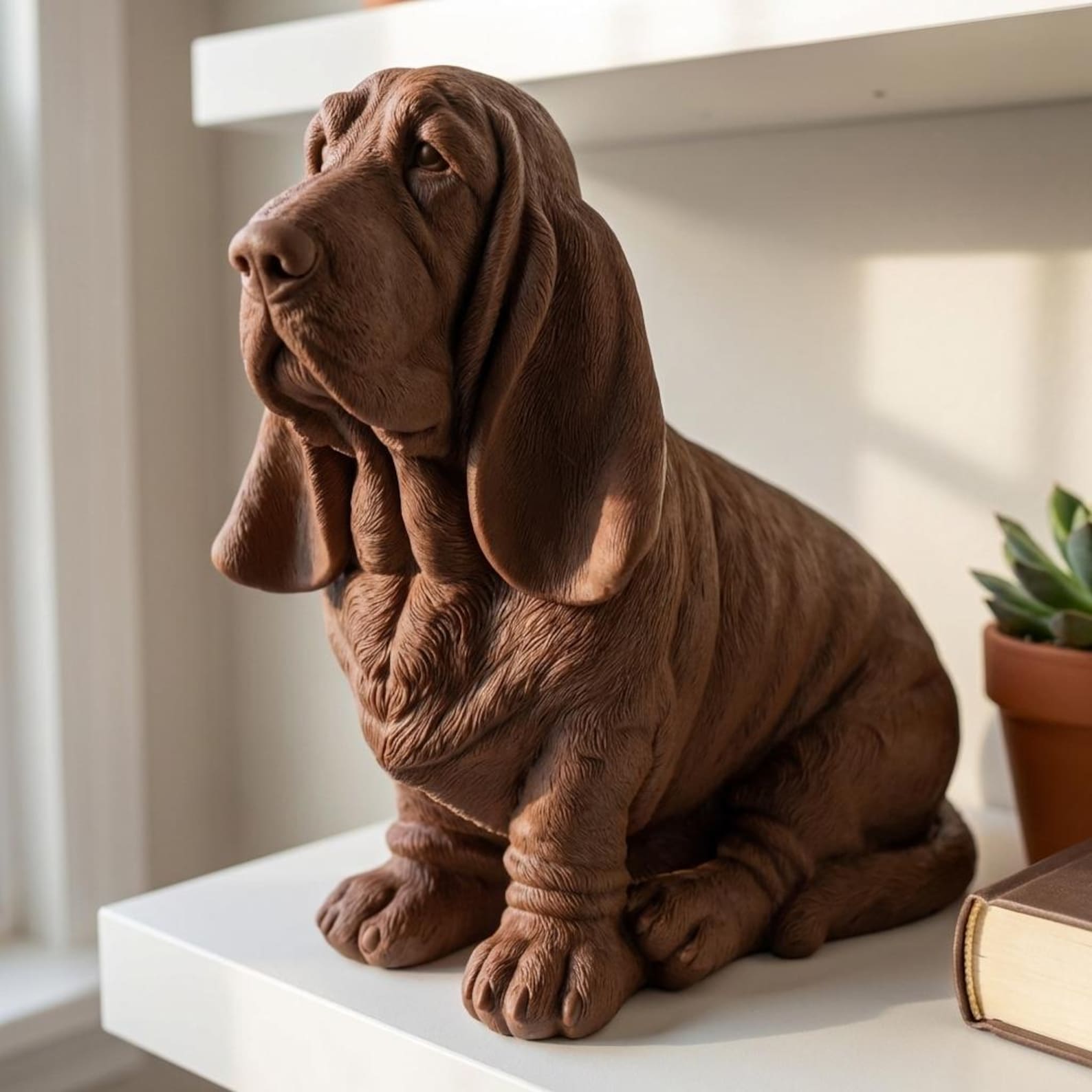 Basset Hound Realistic Seated Dog Statue