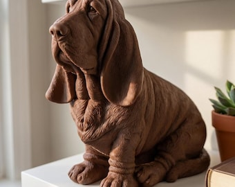 Basset Hound Realistic Seated Dog Statue thumbnail 1