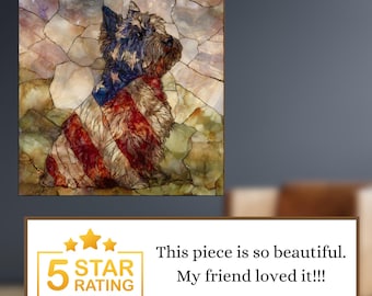 Cairn Terrier USA Flag Patriotic Dog Ceramic Tile thumbnail 4