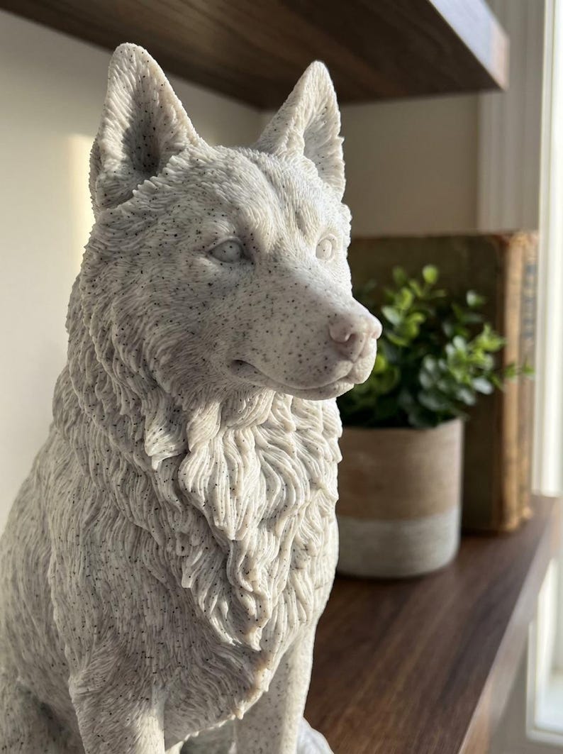 Siberian Husky Realistic Seated Dog Statue