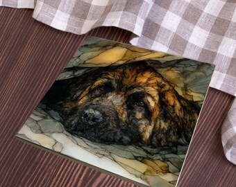 Leonberger Under the Blanket Ceramic Tile thumbnail 4