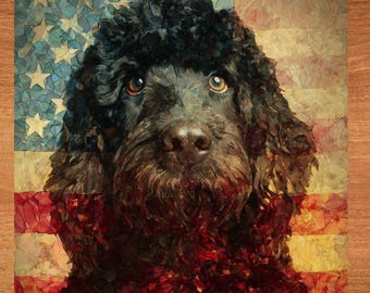 Portuguese Water Dog USA Flag Patriotic Dog Ceramic Tile thumbnail 1