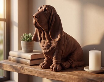 Basset Hound Realistic Seated Dog Statue thumbnail 4
