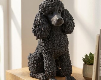Standard Poodle Realistic Seated Dog Statue thumbnail 2