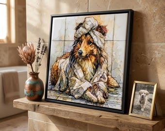 Shetland Sheepdog Spa Dog Ceramic Tile thumbnail 1