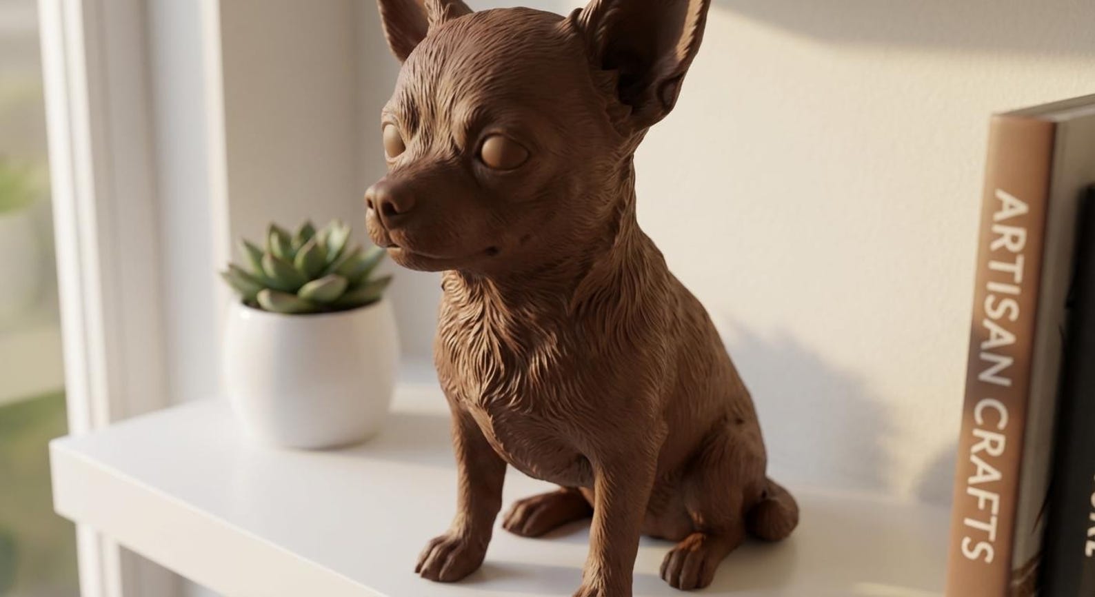 Chihuahua Realistic Seated Dog Statue