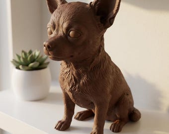 Chihuahua Realistic Seated Dog Statue thumbnail 1