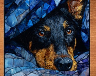 Beauceron Under the Blanket Ceramic Tile thumbnail 1