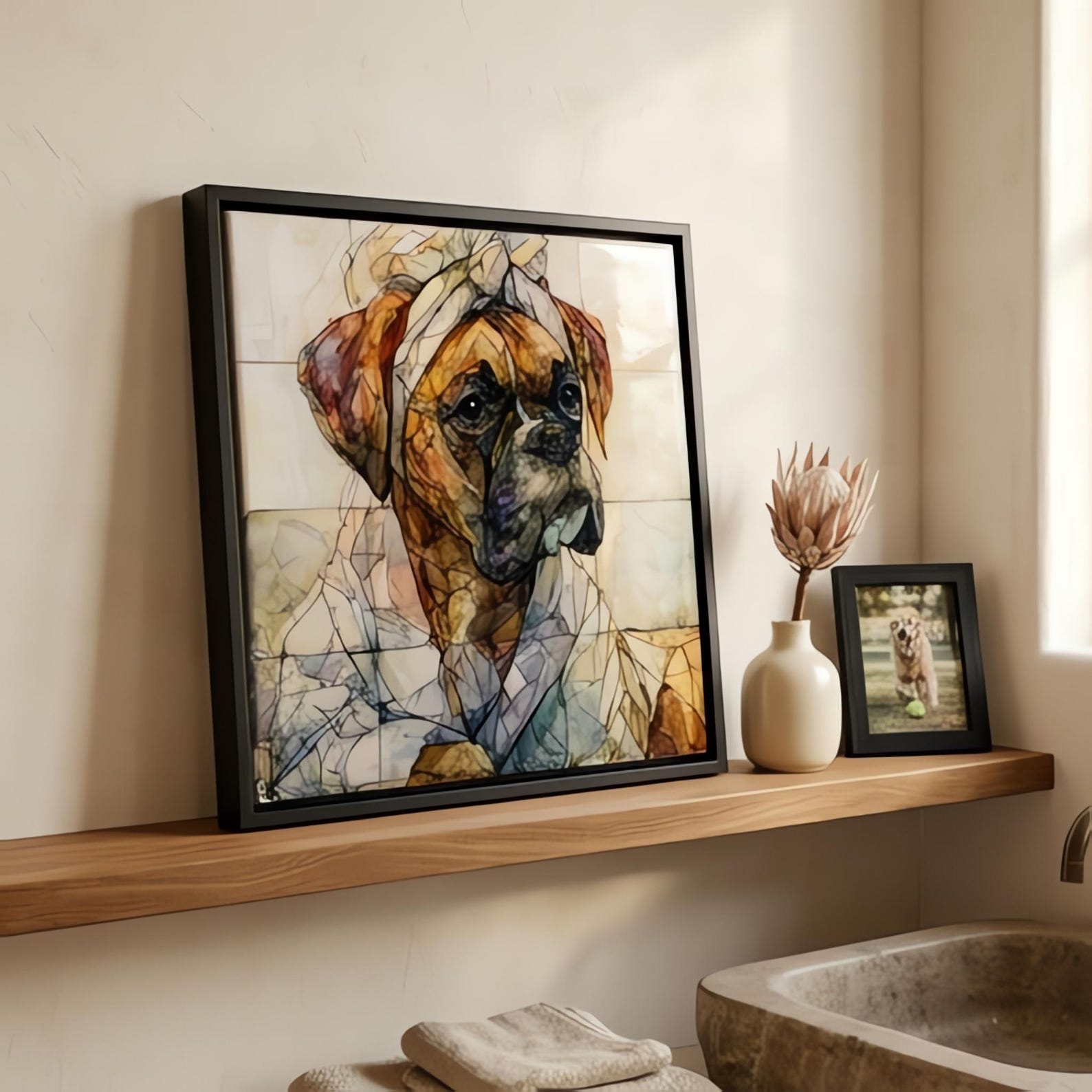 Boxer Spa Dog Ceramic Tile