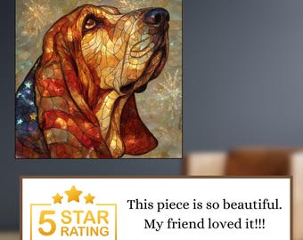 Basset Hound USA Flag Patriotic Dog Ceramic Tile thumbnail 4