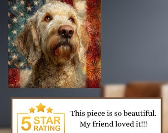 Labradoodle USA Flag Patriotic Dog Ceramic Tile thumbnail 4