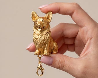 Pembroke Welsh Corgi Gold Dog Sculpture Bag Charm thumbnail 4
