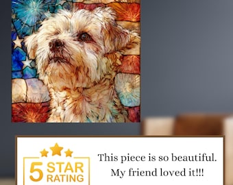 Maltese USA Flag Patriotic Dog Ceramic Tile thumbnail 4