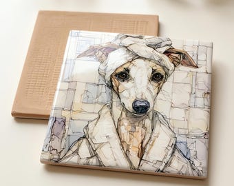 Whippet Spa Dog Ceramic Tile thumbnail 3