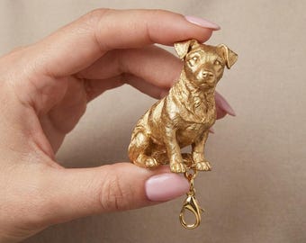 Jack Russell Terrier Gold Dog Sculpture Bag Charm thumbnail 4