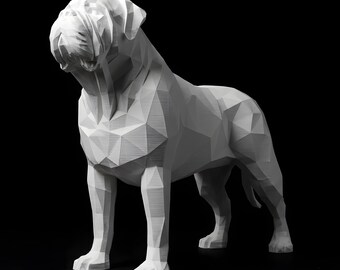 Bullmastiff Low-Poly Geometric Dog Statue thumbnail 2