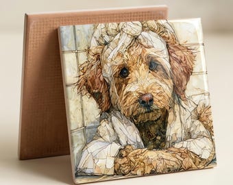 Goldendoodle Spa Dog Ceramic Tile thumbnail 3