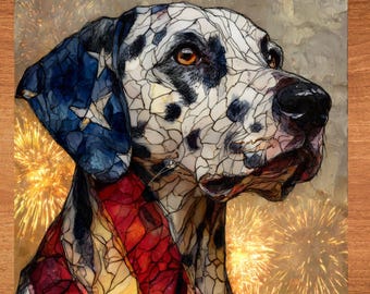 Dalmatian USA Flag Patriotic Dog Ceramic Tile thumbnail 1