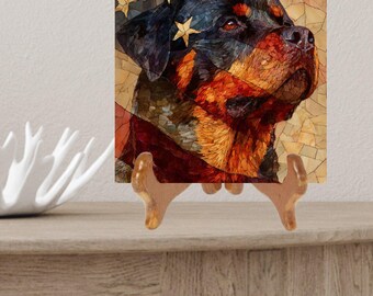 Rottweiler USA Flag Patriotic Dog Ceramic Tile thumbnail 2