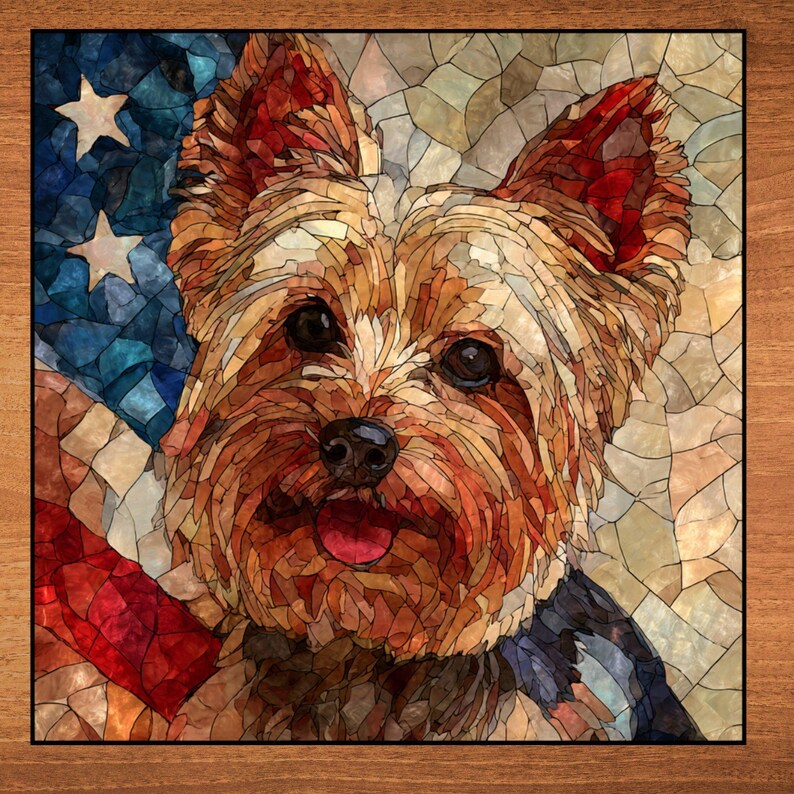 Yorkshire Terrier USA Flag Patriotic Dog Ceramic Tile