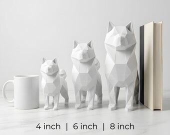 Akita Low-Poly Geometric Dog Statue thumbnail 3