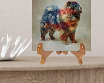 Chow Chow USA Flag Patriotic Dog Ceramic Tile thumbnail 2