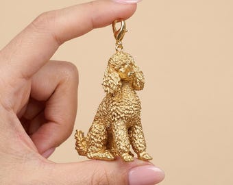Standard Poodle Gold Dog Sculpture Bag Charm thumbnail 4