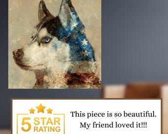 Siberian Husky USA Flag Patriotic Dog Ceramic Tile thumbnail 4