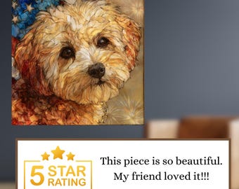 Maltipoo USA Flag Patriotic Dog Ceramic Tile thumbnail 4