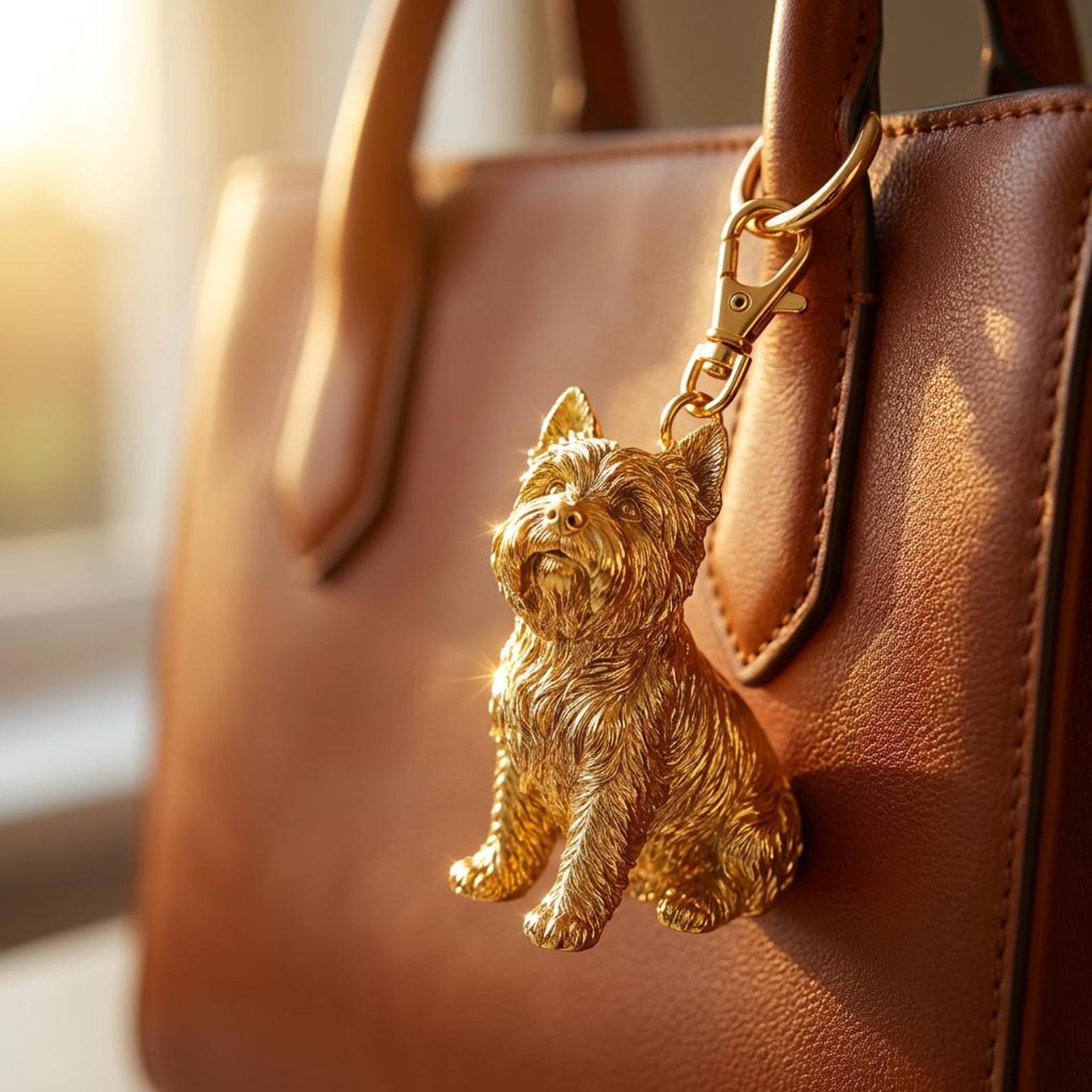 Cairn Terrier Gold Dog Sculpture Bag Charm