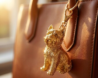 Cairn Terrier Gold Dog Sculpture Bag Charm thumbnail 1