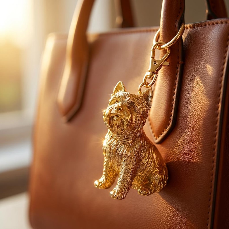 Cairn Terrier Gold Dog Sculpture Bag Charm