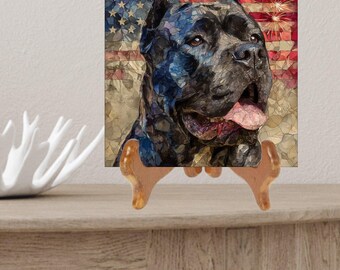 Cane Corso USA Flag Patriotic Dog Ceramic Tile thumbnail 2