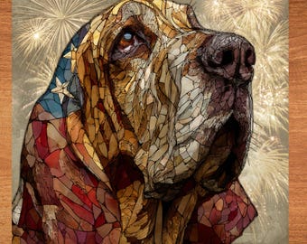 Bloodhound USA Flag Patriotic Dog Ceramic Tile thumbnail 1
