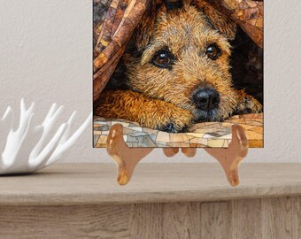 Border Terrier Under the Blanket Ceramic Tile thumbnail 2