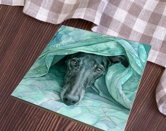 Whippet Under the Blanket Ceramic Tile thumbnail 4