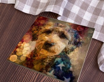 Schnoodle USA Flag Patriotic Dog Ceramic Tile thumbnail 3