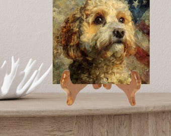 Cockapoo USA Flag Patriotic Dog Ceramic Tile thumbnail 2