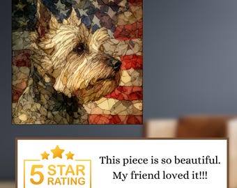 Biewer Terrier USA Flag Patriotic Dog Ceramic Tile thumbnail 4