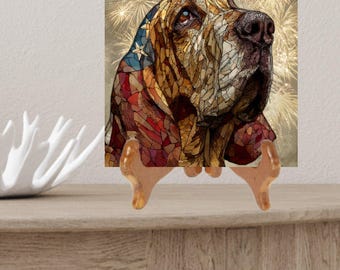 Bloodhound USA Flag Patriotic Dog Ceramic Tile thumbnail 2